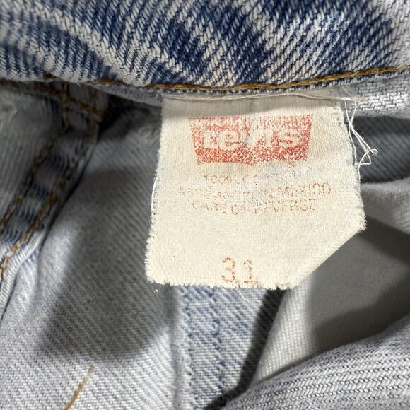 Vintage Levis Shorts Mens 31 Relaxed Fit 550 Orange Tab Denim 90s Light Wash - Picture 6 of 10